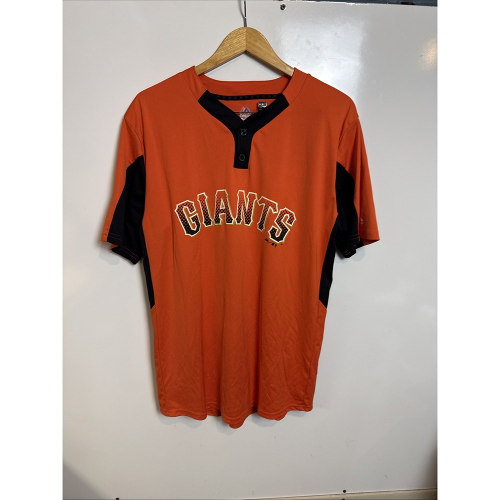 San Francisco Giants Majestic Cool Base Shirt Orange Black Batting Sz Large